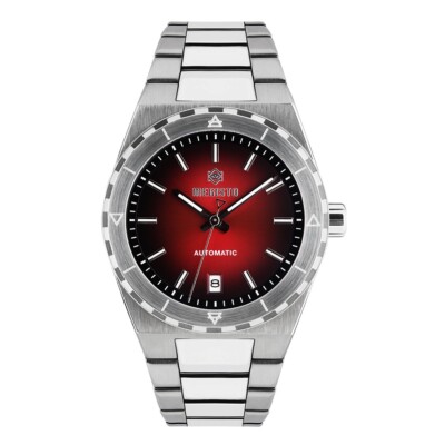 Megisto FUOCO Automatik Stahl Rot Weiß Datum Saphir Herrenuhr