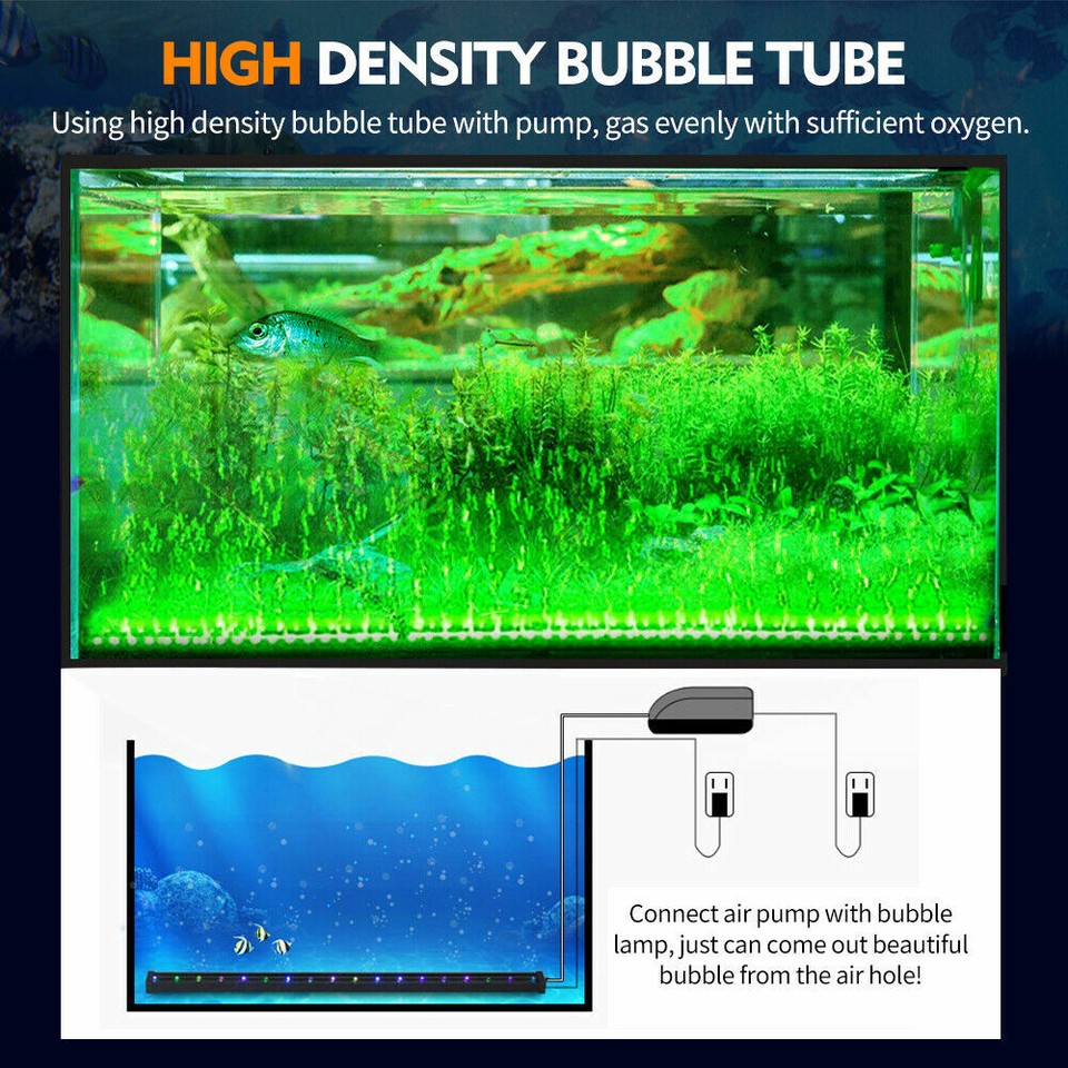 Aquarium Underwater LED Light Fish Tank RGB Submersible Lamp + Remote ...