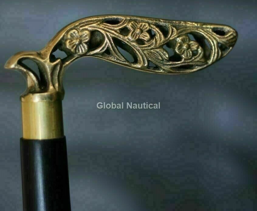 Victorian Solid Brass style Leaf Design Handle Wo… - image 5