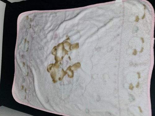 VTG Pink Sleeping Teddy Bears Microplush Throw Blanket Lamb Heart Flower 45x60 - Picture 16 of 22
