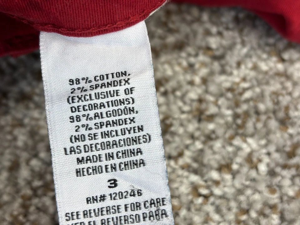 Truce Red Skinny Jeans Black Sides & Rhinestones Stretch Denim Juniors Size 3 - Image 3 of 4