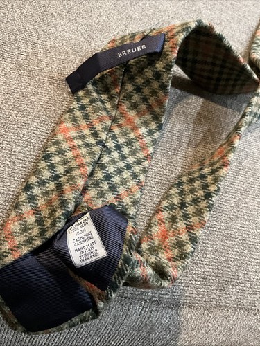 Vintage BREUER Heavy 100% Cashmere Plaid Multi-Color Tie 3” X 63” Made In Italy - Picture 4 of 4