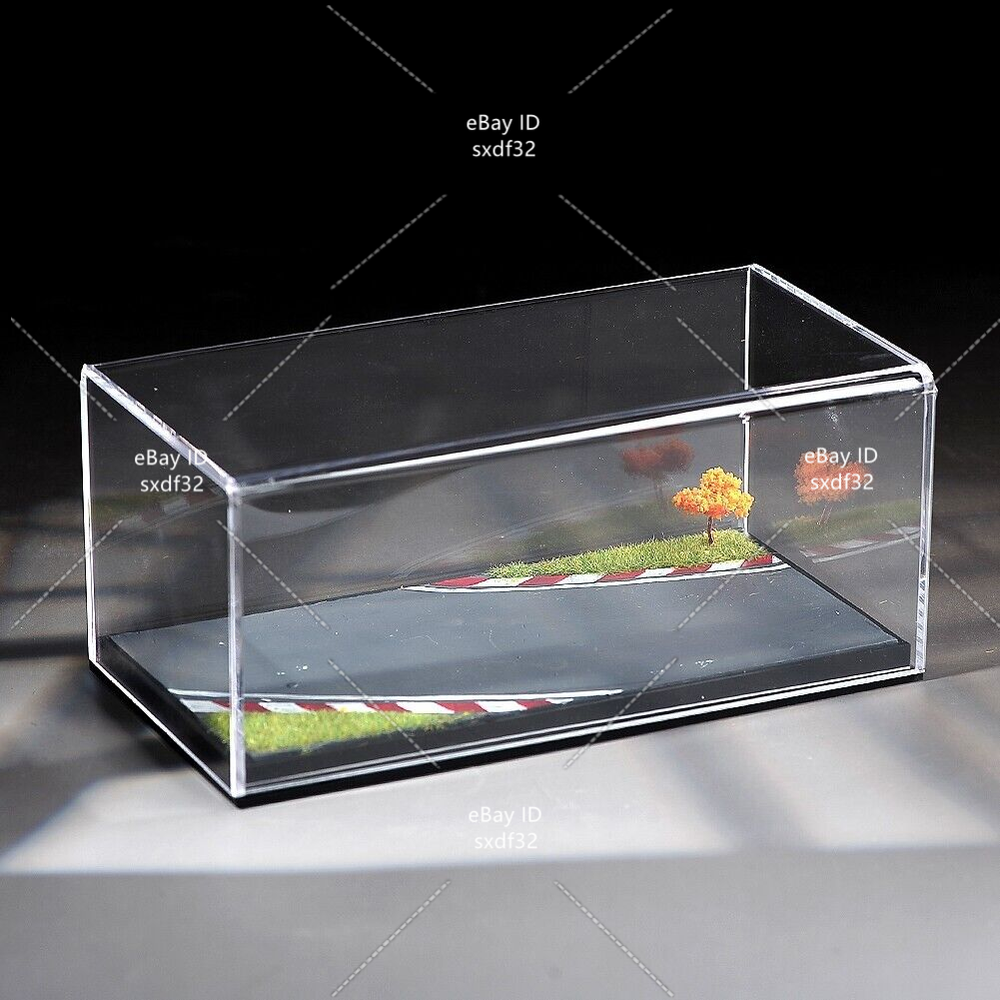 Scene Prop Mini Racing Track Platform +Glass Cover For 1/64 1/43 Miniature Model