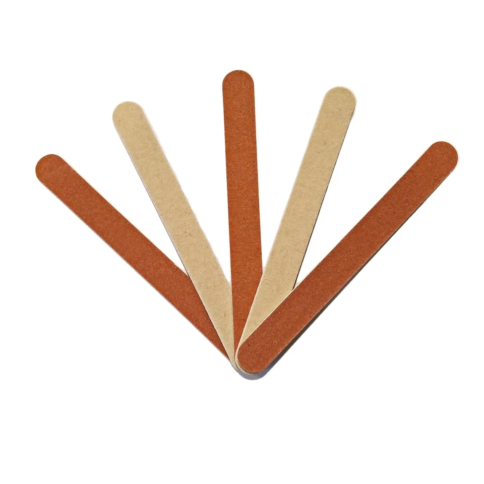 100 peças mini lixa de unha de manicure 80/80 grão madeira lixa vermelha/castanho granada 11cm - Imagem 4 de 4