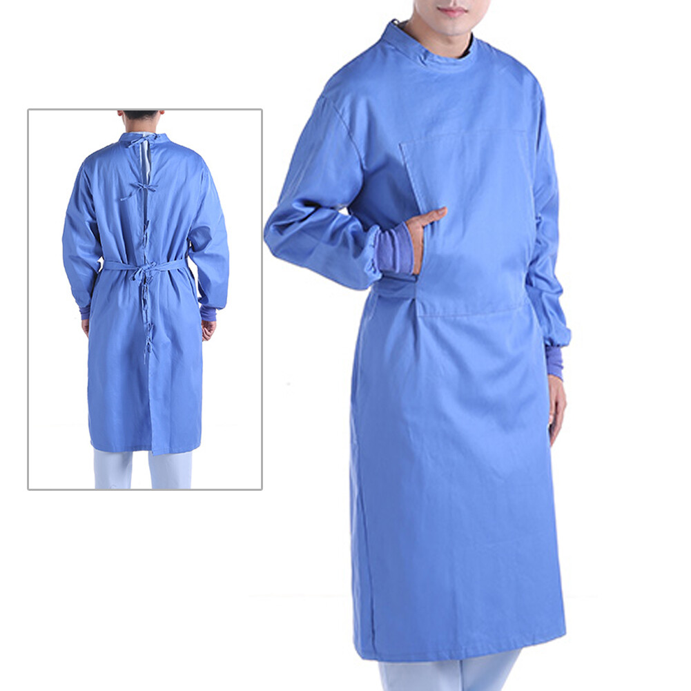 Medical Gown Washable Reusable Gown with Long Sleeve & Elastic Cuff