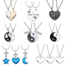 Couple Pendant Necklaces - Bff Heart Choker Necklace Women Fashion Jewelry 2PC