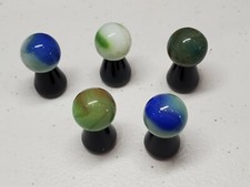 LOT OF FIVE 5 LARGE VINTAGE AKRO AGATE CORKSCREW MARBLES