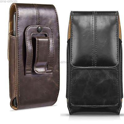 Cell Phone Holster Pouch Leather Wallet Case Belt Clip Vertical Carrying Cover