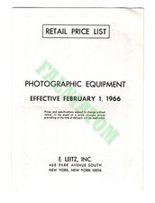 Vintage E. Leitz Photographic Equipment Retail Price List - February 1, 1966