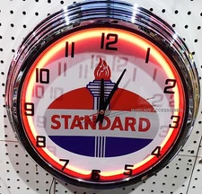 17" STANDARD OIL Torch Sign Single Neon Clock 