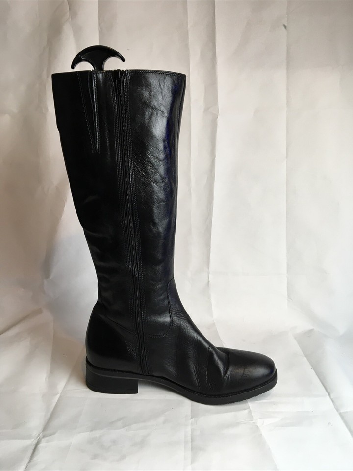 Clarks Ladies Knee High Leather Black Boots Size 5.5 D EU 39 US 8 M eBay