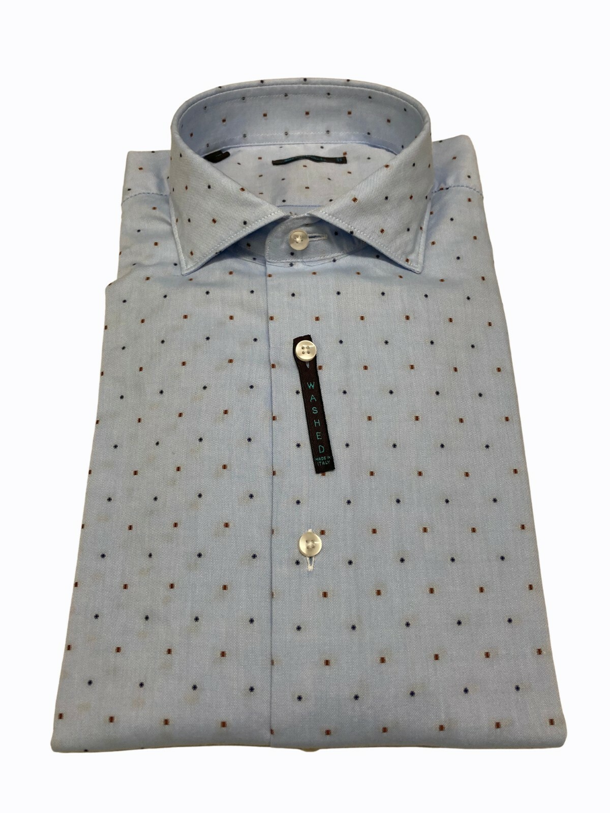 БРОУБАККА camicia uomo slim washed con pois NISIDA 38 T72 СДЕЛАНО В ИТАЛИИ