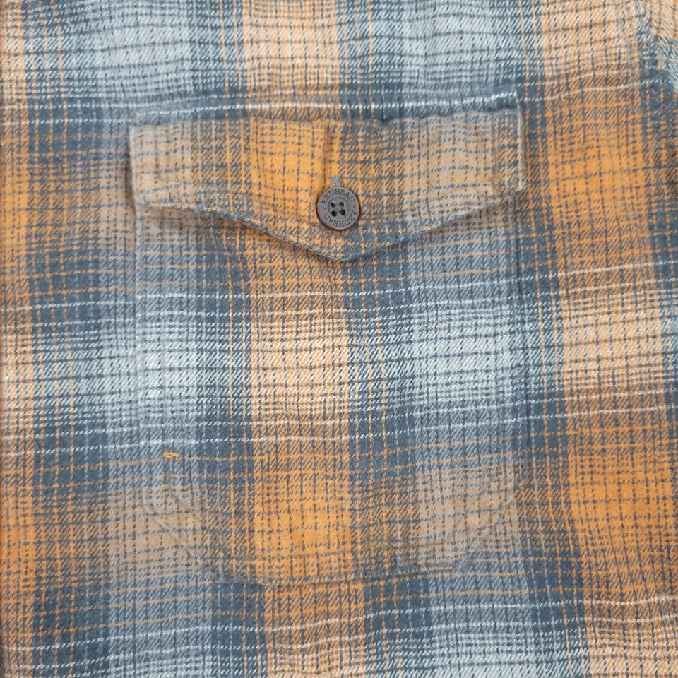 RedHead Shirt Mens Large Grey Orange Brushed Tartan Plaid Flannel Casual Work - Image 4 of 4