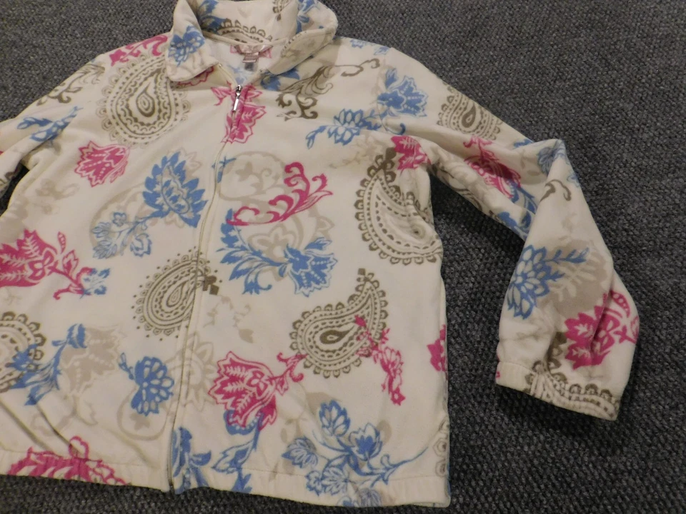 Chaqueta Mujer Ciervo Blanco Grande Beige Relleno Cremallera Floral Foto 2 de 4