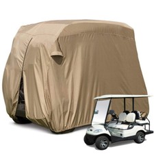 210D Waterproof Golf Cart Cover Zipper 4 Passenger Yamaha Elastic Hem Beige