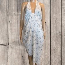 Lulus Bouquet Days White Floral Print Asymmetrical Midi Dress XL Summer Party