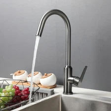 US Gun Metal Kitchen Faucet Brass Single Handle&Hole Deck Mounted Mixer Sink Tap