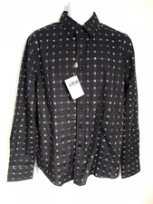 House Of Lords Mens Black With Blue Geo Pattern Long Sleeve Button Up Size M.