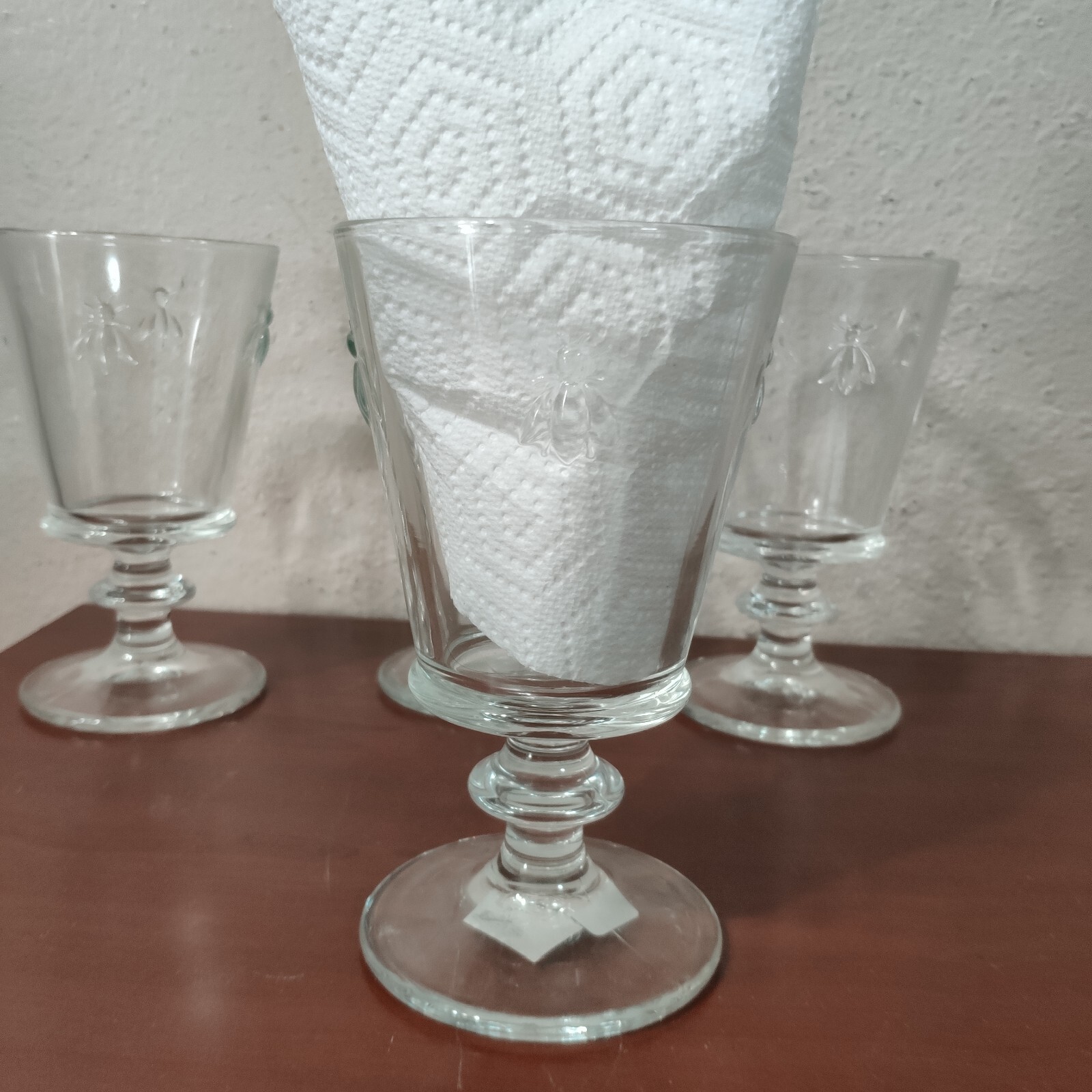 Set of 4 La Rochère  Paris Musees Napoleon Bee stemmed Wine/Water/Goblets J308