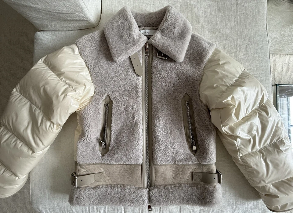 Chaqueta de piel de oveja Iro blanca acolchada