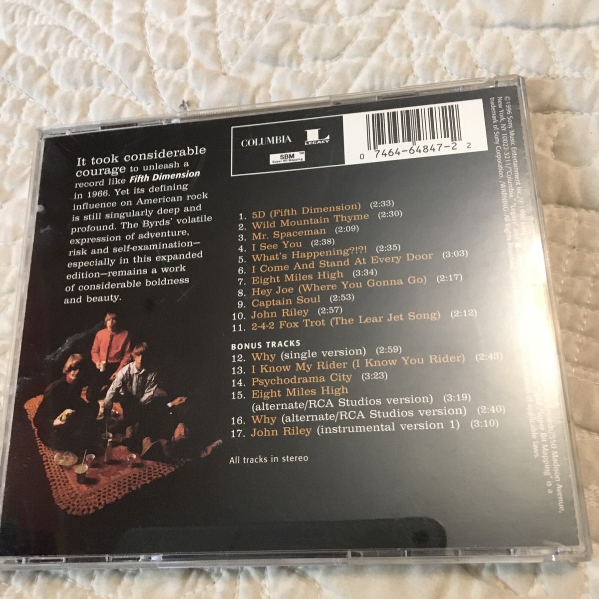 The Byrds Fifth Dimension US CD 1996 Columbia Records Issue w/ 6