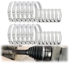 24Pc 304 Stainless Steel Universal Adjustable AXLE CV Joint Boot Crimp Clamp Kit