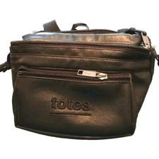 TOTES Belt Bag: Black Fanny Pack Vegan Leather 9" 7"/Six Zipper/Clean Preowned