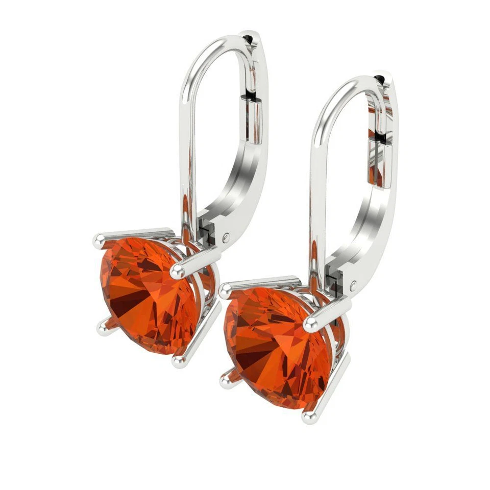 Red Zirconia Stud Earrings for Women, Lever Back (3 cttw, 7.5mm, Round-Cut) - Image 2 of 4