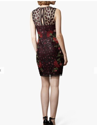 slim fit dress slacks Nadene Floral Sequin Lace-Up Mini Dress