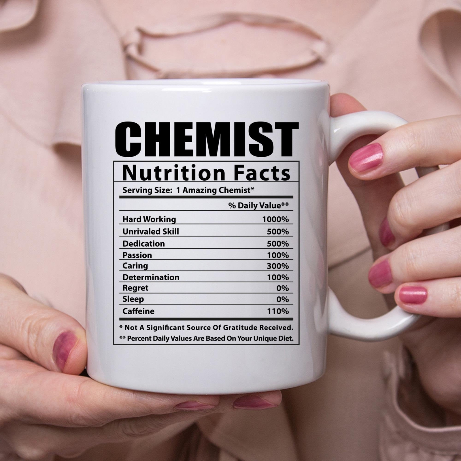 Funny Chemist Nutritional Facts White Coffee Mug