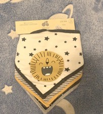 Organic Baby Bibs Just Born 3 Pack One Size New Animals Lion Stars Stripes