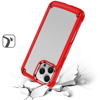 For iPhone 16 Pro 6.3'' - Transparent Hybrid CaseX with Metal Buttons - 