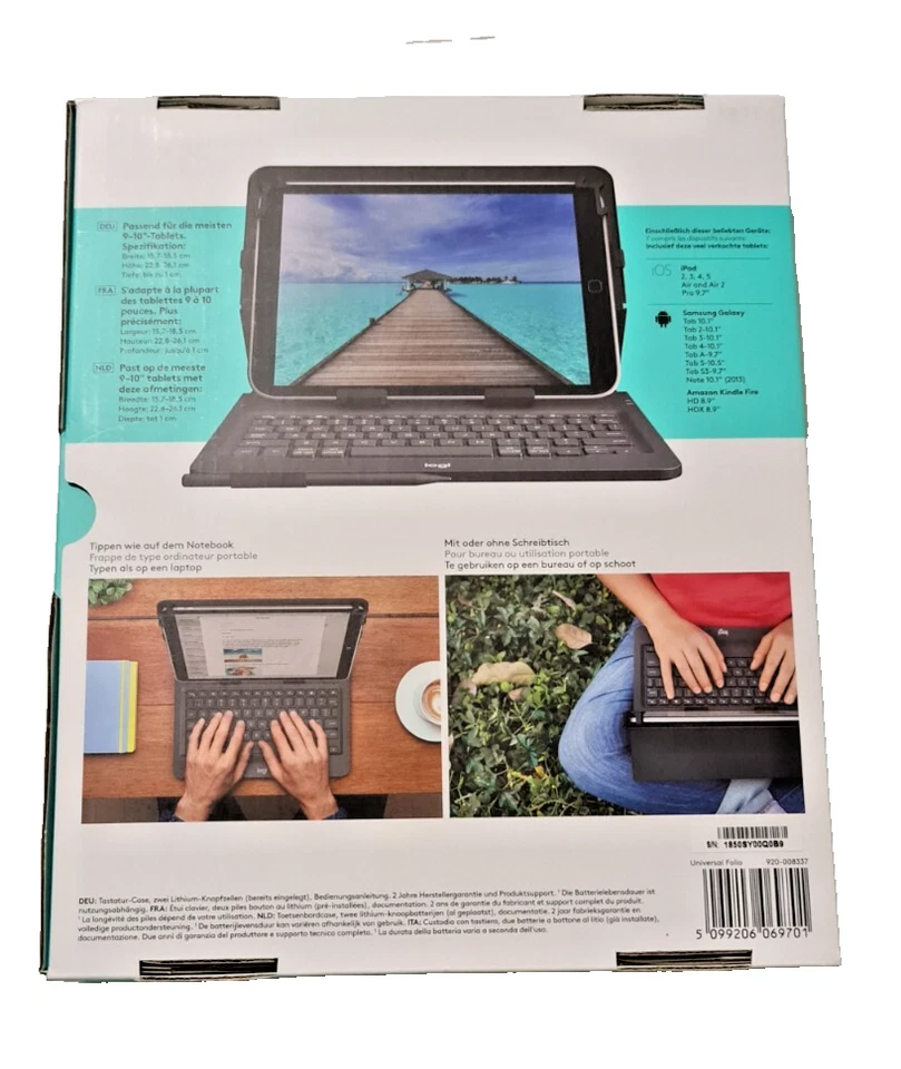 Logitech Universal Folio Tablet-Hülle mit Kabelloser Tastatur| für 9-10" Tablets - Bild 2 von 4