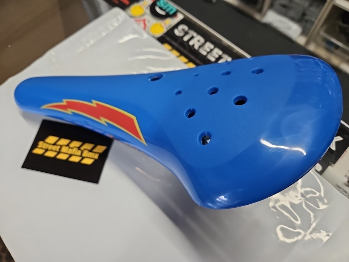 ELINA style BMX BIKE SEAT BLUE LIGHTNING BOLT OLDSCHOOL GT