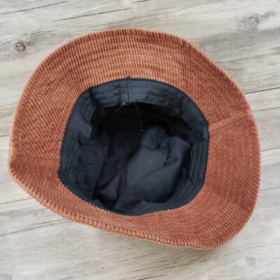 Corduroy Bucket Hat Cap Brown OS Cotton Packable Fall Winter