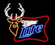 US STOCK Miller Lite Deer Buck Beer Bar 20"x16" Neon Sign Lamp Light Fast Ship