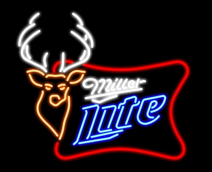 US STOCK Miller Lite Deer Buck Beer Bar 20"x16" Neon Sign Lamp Light Fast Ship