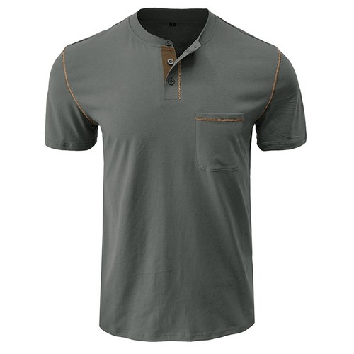 Herren Basic Top Kurzarm T-Shirt Sommer Unterhemd Henley Shirt mit Knopfleiste - Bild 15 von 28