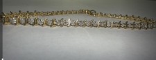 Vintage 10K yellow gold Diamond tennis bracelet S-link Christmas Gift Jewelry