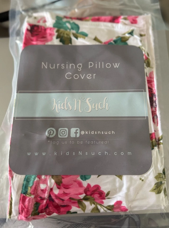 Nursing Pillow Cover for Breastfeeding Pillow , white floral. Kids N' Such - Image 3 of 4