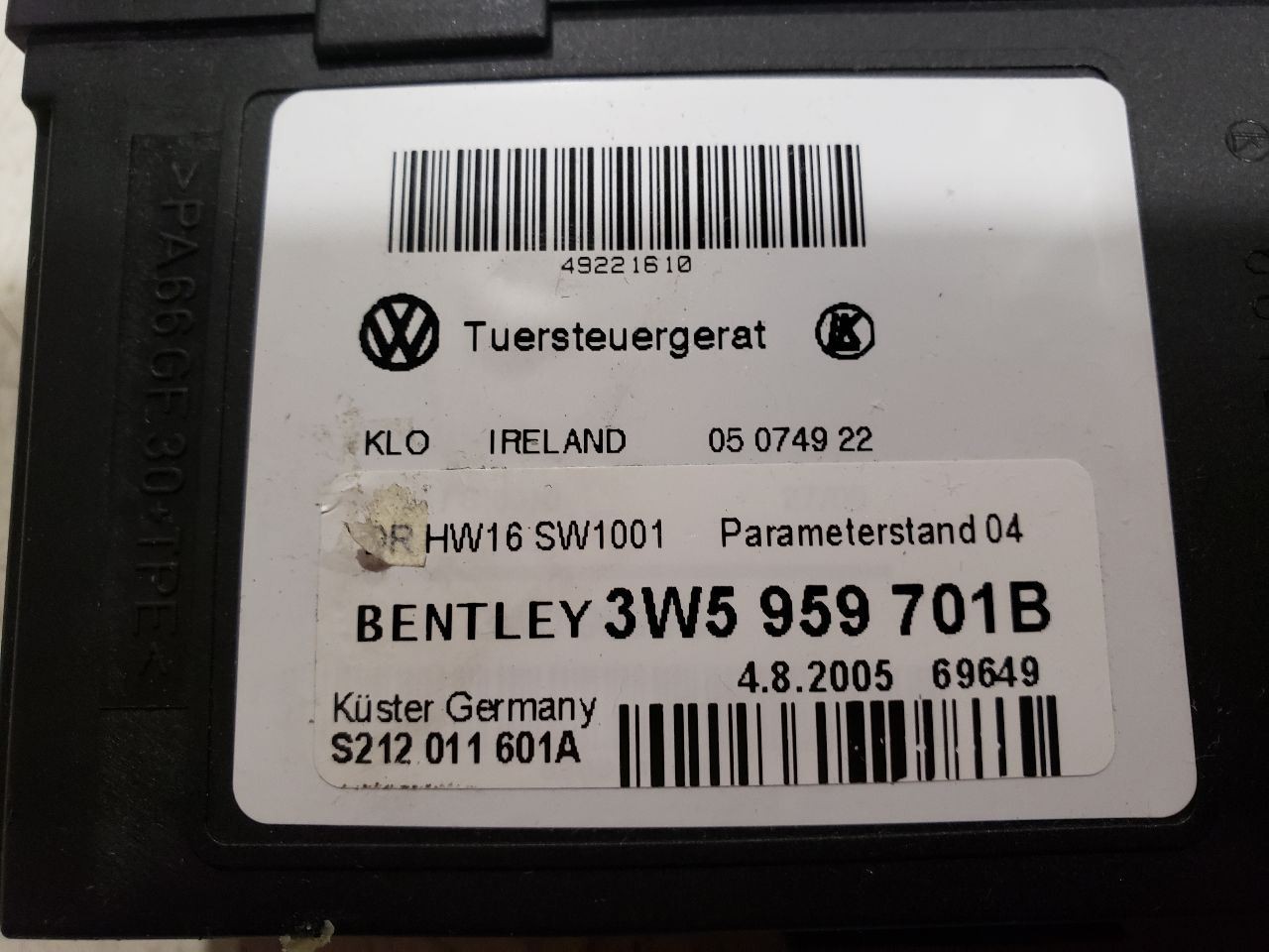Bentley Flying Spur 2006 Front Left Window regulator P/N 3W5959701B