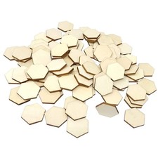 100PCS 25mm/1Inch Hexagon Unfinished Craft Wood