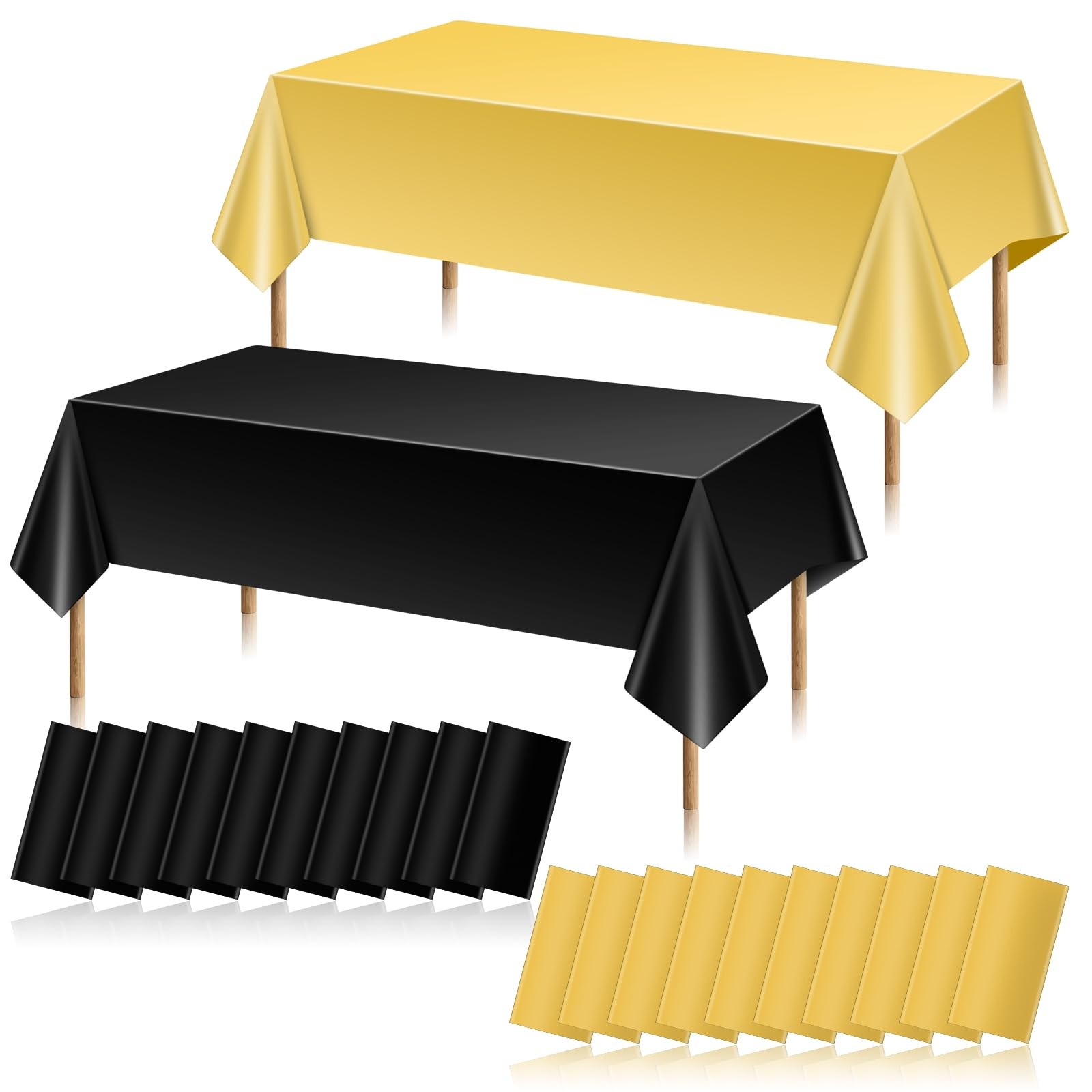 20 Pcs Gold and Black Plastic Tablecloths Bulk 54 X 108 Inch