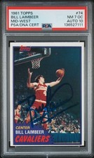 BILL LAIMBEER SIGNED DETROIT PISTONS 1981 TOPPS ROOKIE CARD #74 PSA 7 OC AUTO 10