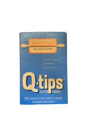 Vintage Box Of Q-Tips With Wooden Stems! Circa 1970's