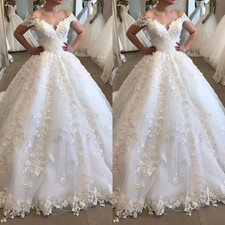 Boho Wedding Dresses Lace Flower Appliques Off Shoulder A Line Bridal Gowns