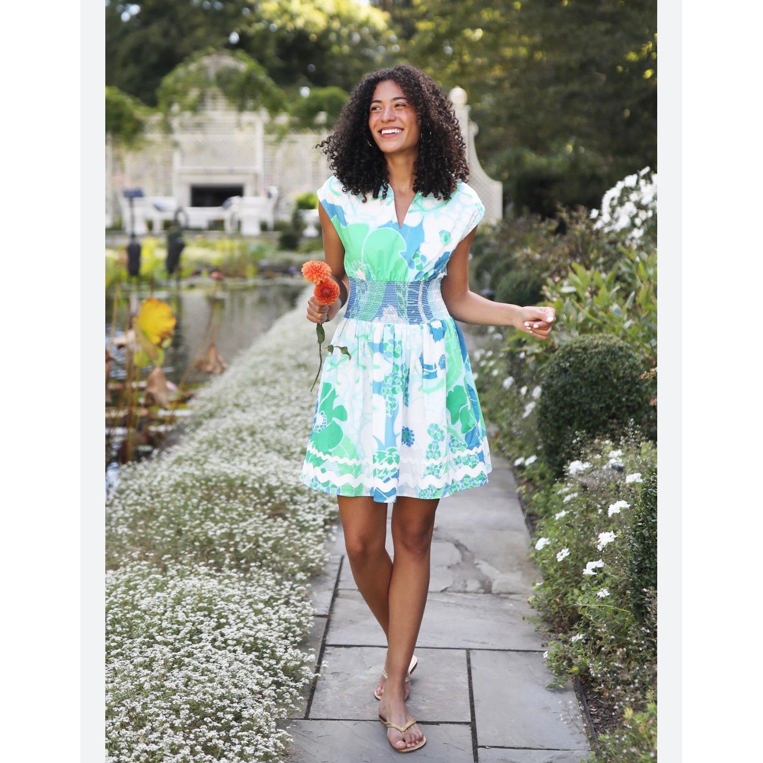CK Bradley Bayberry Narnia Sea Mist Cotton Dress Green Blue White Size M