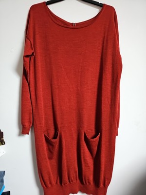 Toast Fine Merino Wool Burnt Orange Knitted Jumper Dress Size 12