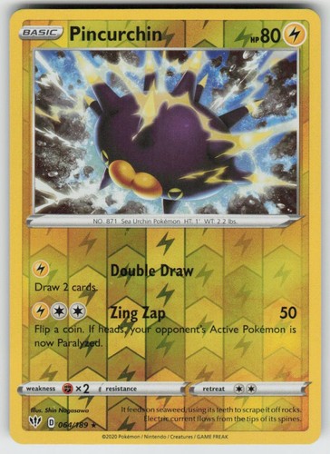 PO-04 Reverse Holo Pincurchin 064/189 Holo Rare SWSH03: Darkness Ablaze NM