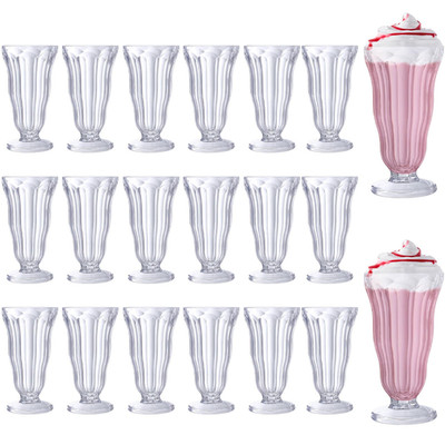 Mifoci 20 Pcs Milkshake Glasses 16 Oz Old Fashioned Soda Glasses Footed Ice